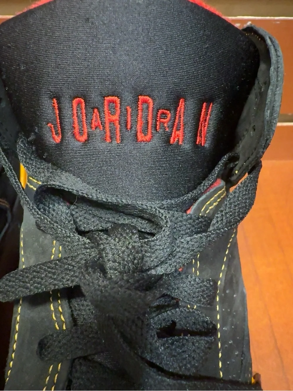 Nike Air Jordan 7 Retro Citrus Black Red Yellow Sneakers Youth 7Y Women’s 8.5